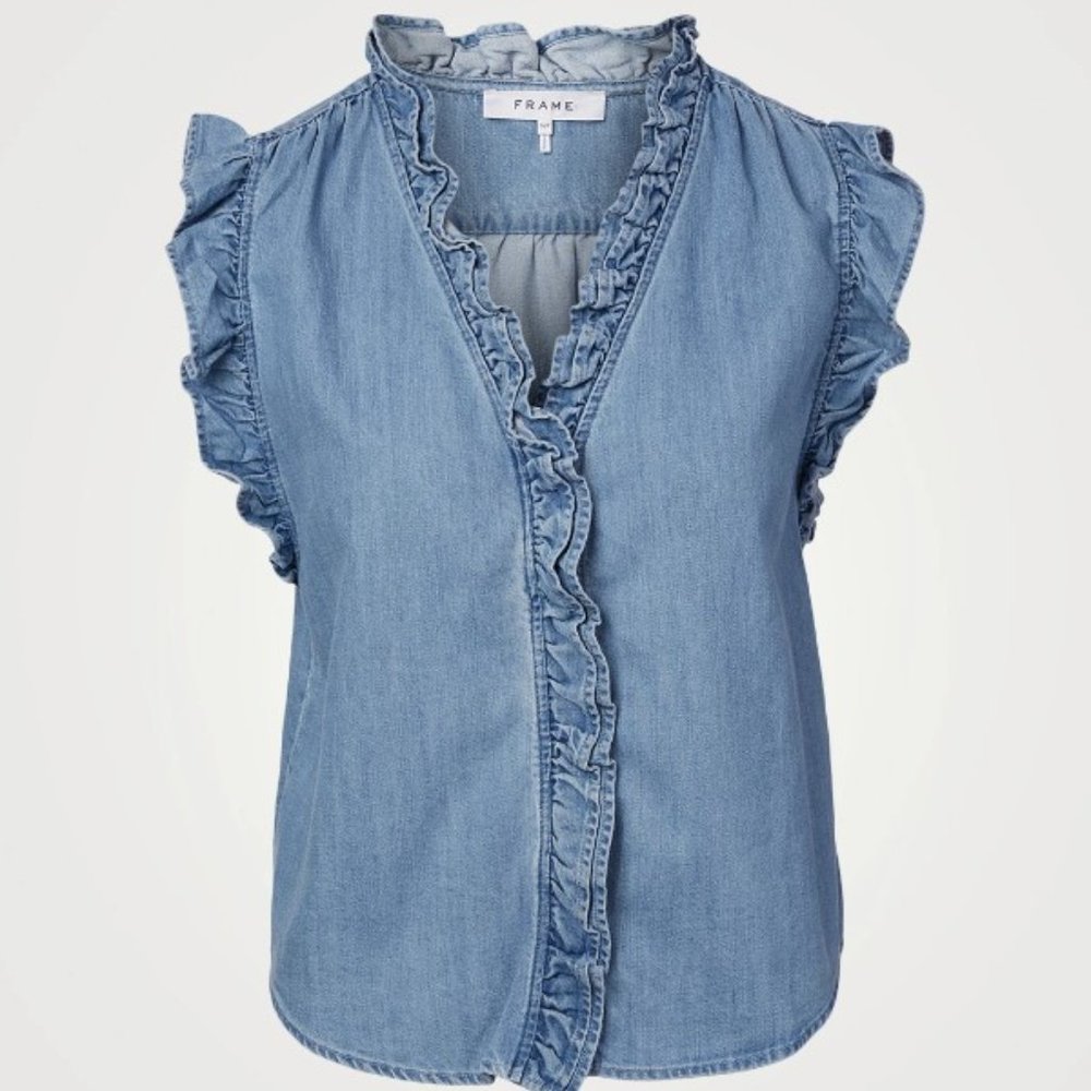 FRAME Lauren Sleevless Ruffle Top - NWOT